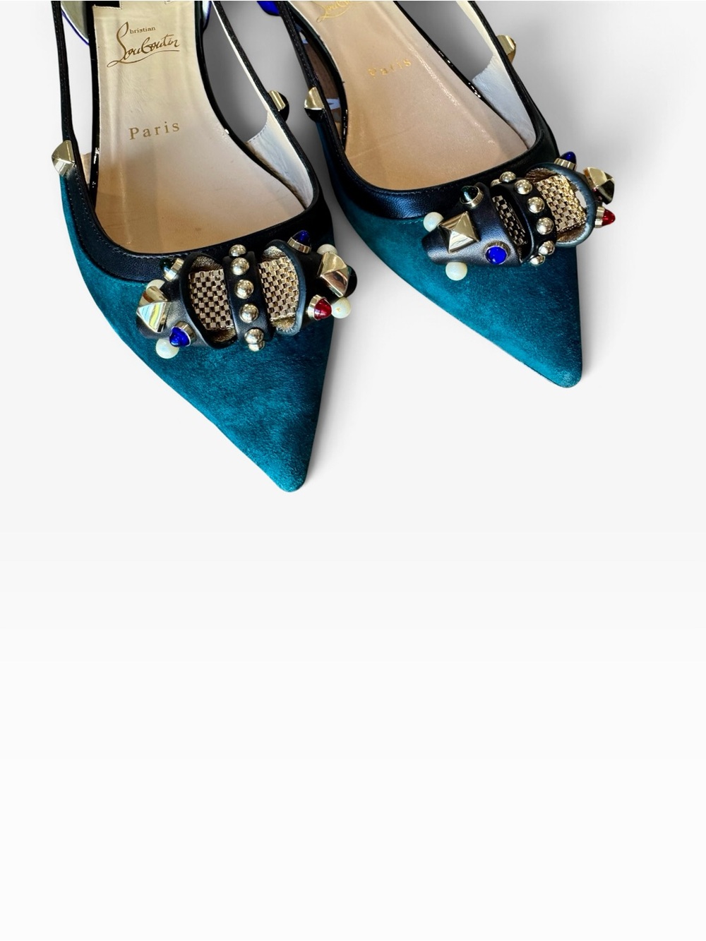 Christian Louboutin “Tudor Young Veau Velours” Pointed Flats Size 38